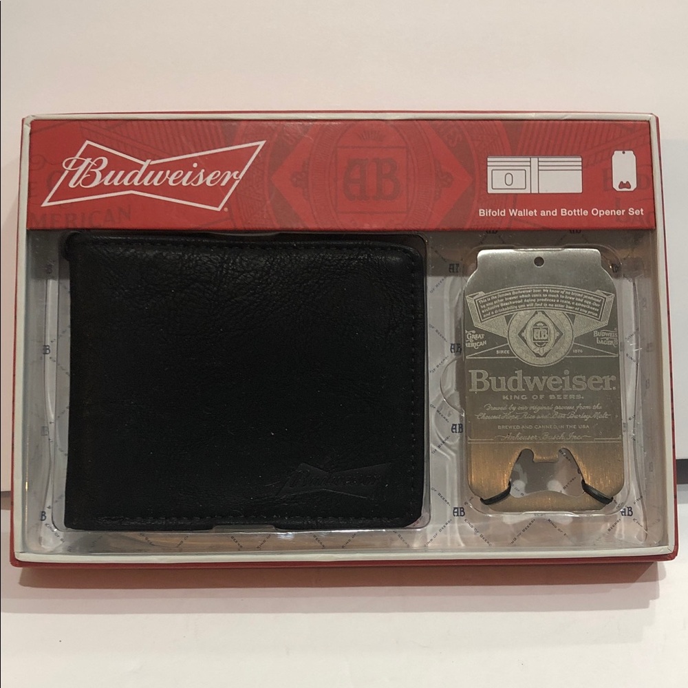 Budweiser bifold wallet‎ and bottle opener set for men new